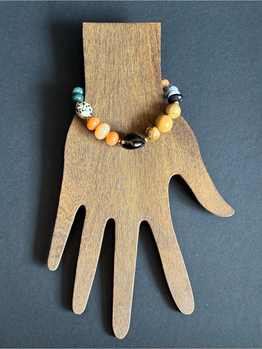 Artisan Made Multicolor Natural Stone Stretch Bracelet | Size 6.5 IN - Picture 5 of 12